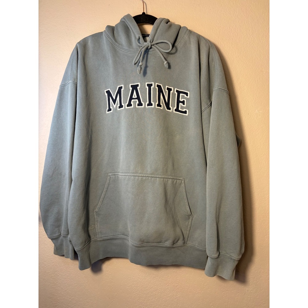 Brandy Melville Maine Oversized Hoodie Sage Green Blue Pullover Sweatshirt